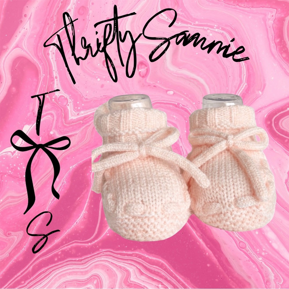Adorable Pink Knit Baby Booties 0-6 M